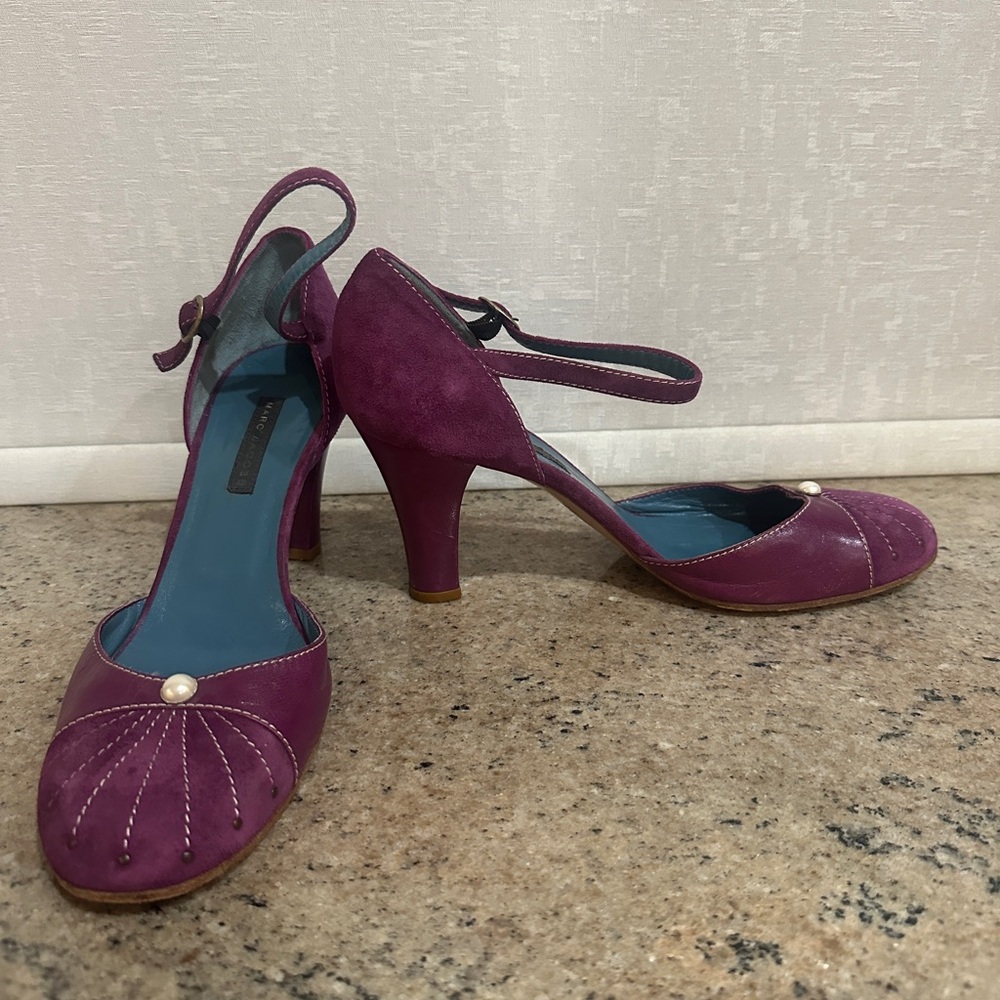 Marc Jacobs Purple Closed Toed Pumps with Ankle Strap Size 10